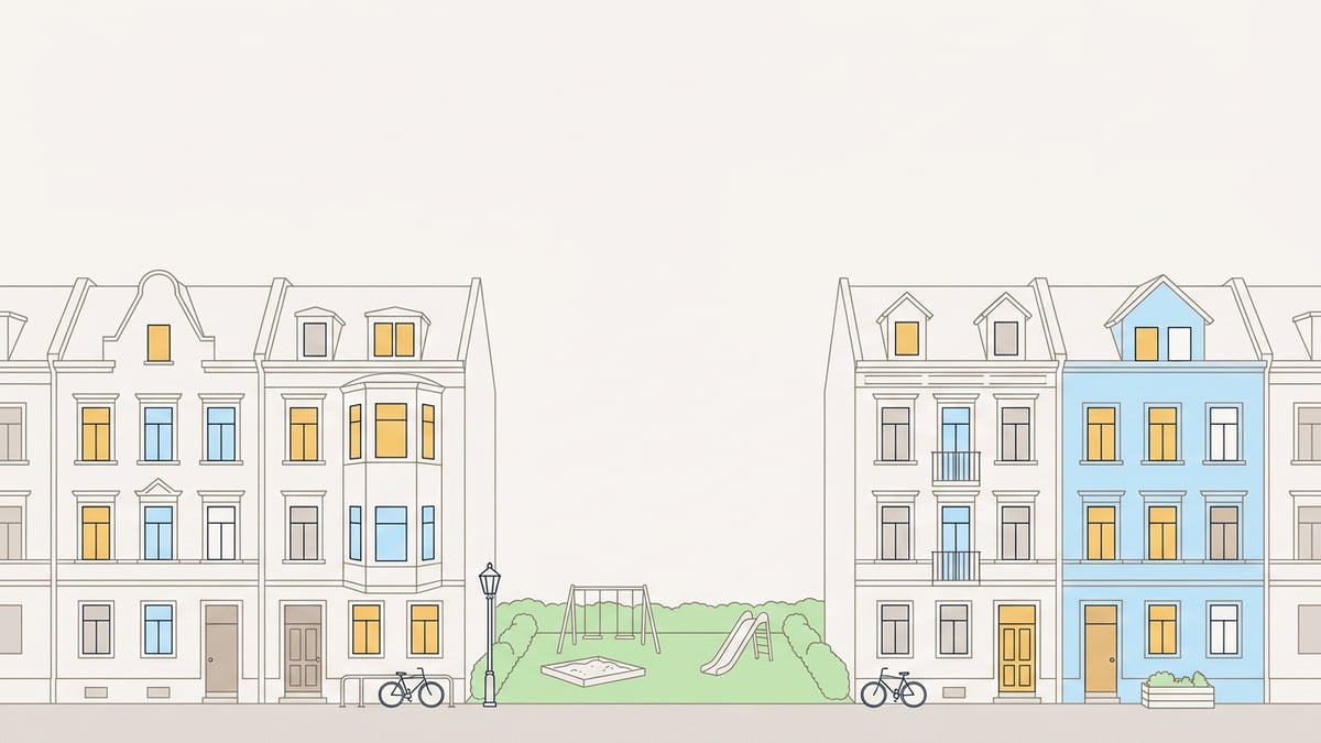 Illustrierte Straßenansicht von Borgfeld-Ost