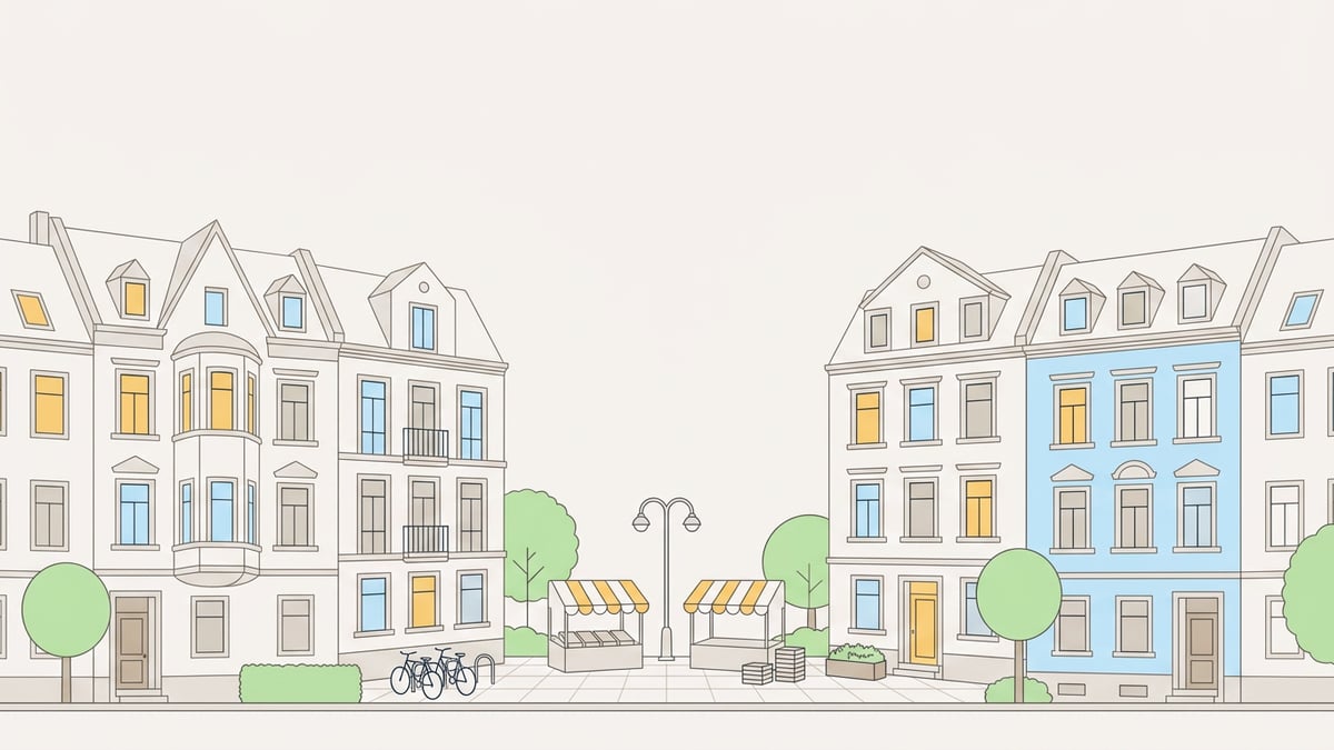 Illustrierte Straßenansicht von Tieplatz