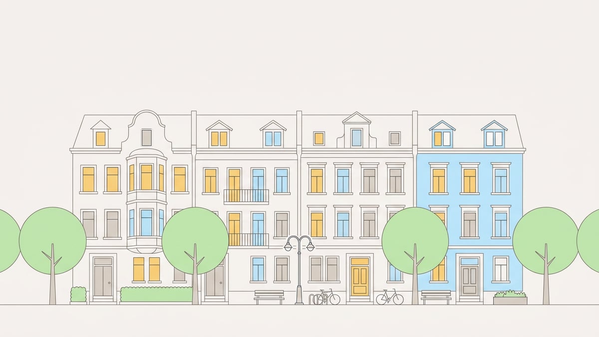 Illustrierte Straßenansicht von Laer