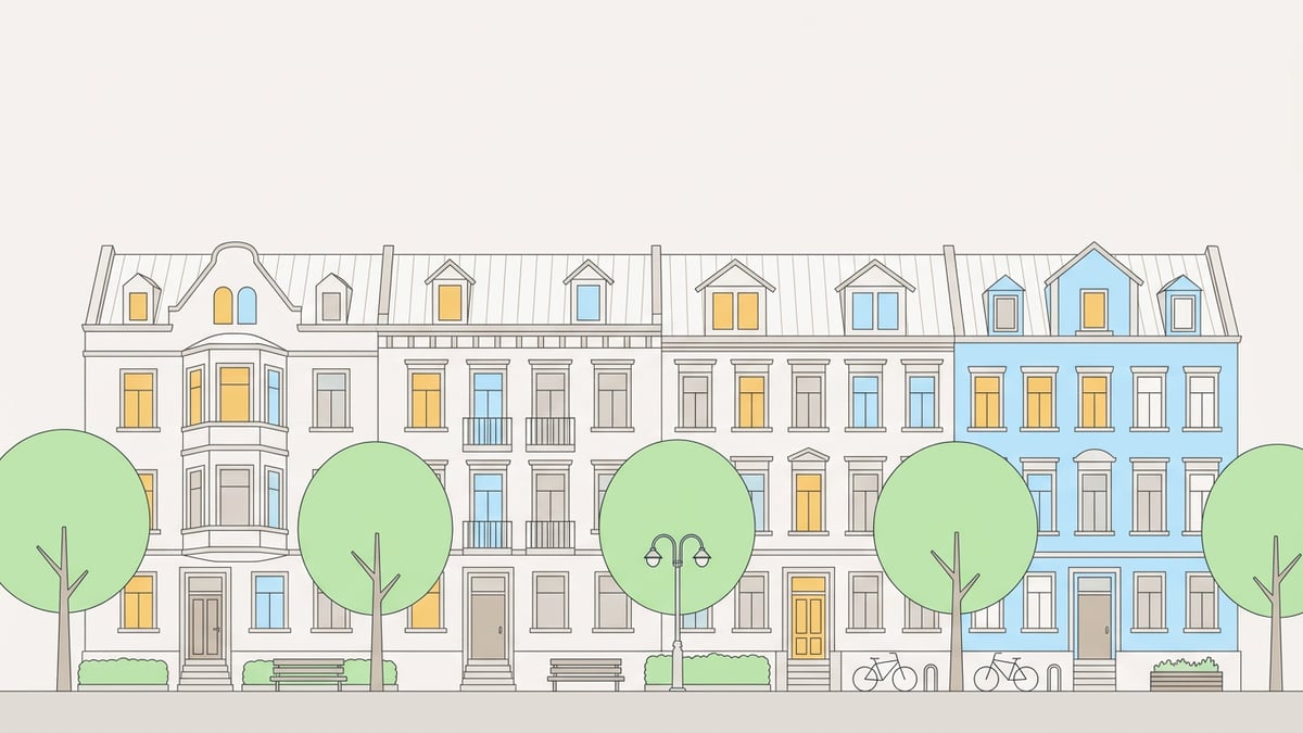 Illustrierte Straßenansicht von Walsumermark