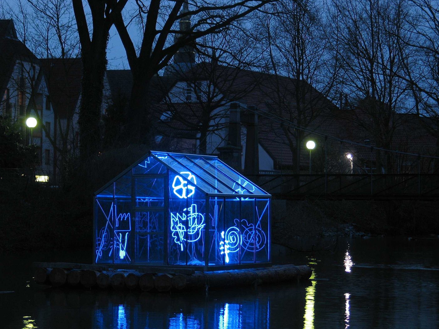 Lichtinstallation bei der Nacht der Lichtkunst