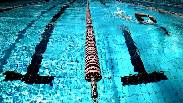 Mehrere Bahnen in einem Schwimmbad