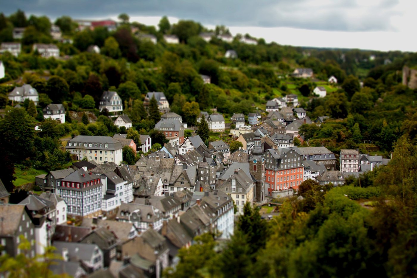 Monschau aus der Vogelperspektive.