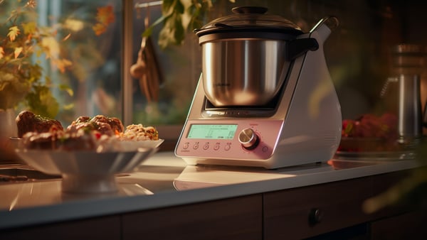 thermomix mit einer schale gebackenem