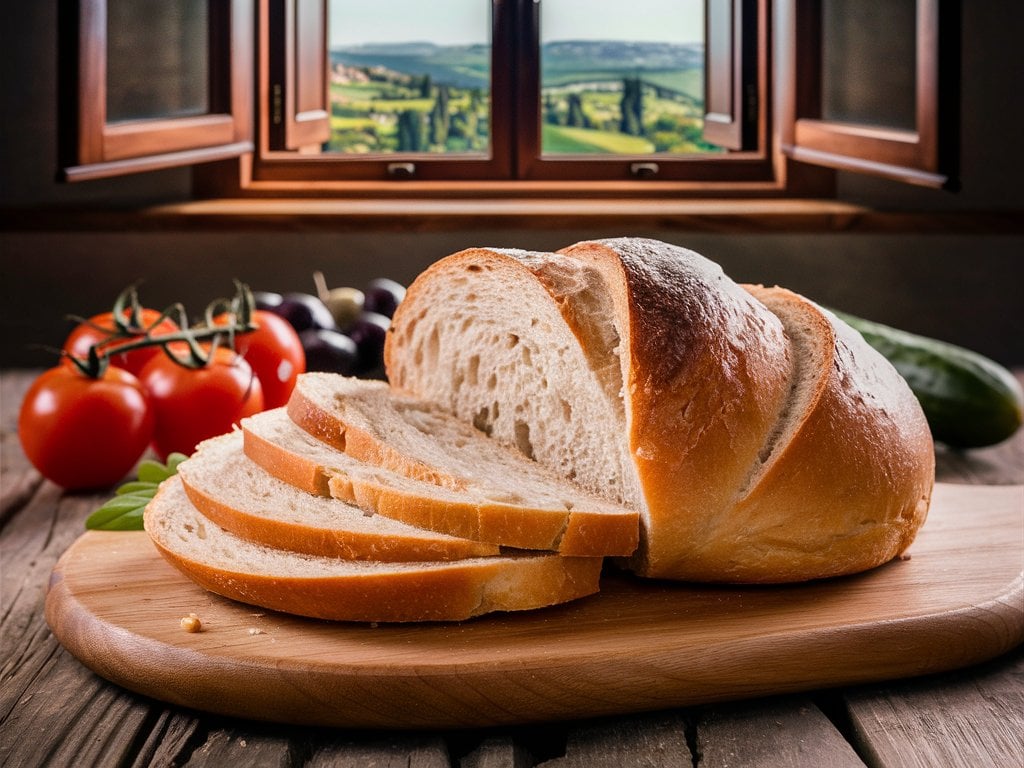 Ein aufgeschnittenes Weißbrot.
