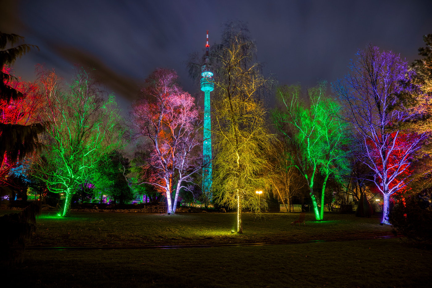 Illuminierter Westfalenpark beim Winterleuchten
