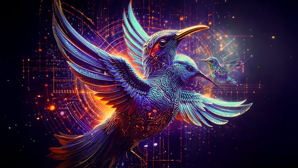 titelbild best of 2024 artikel ein fliegender lila kolibri
