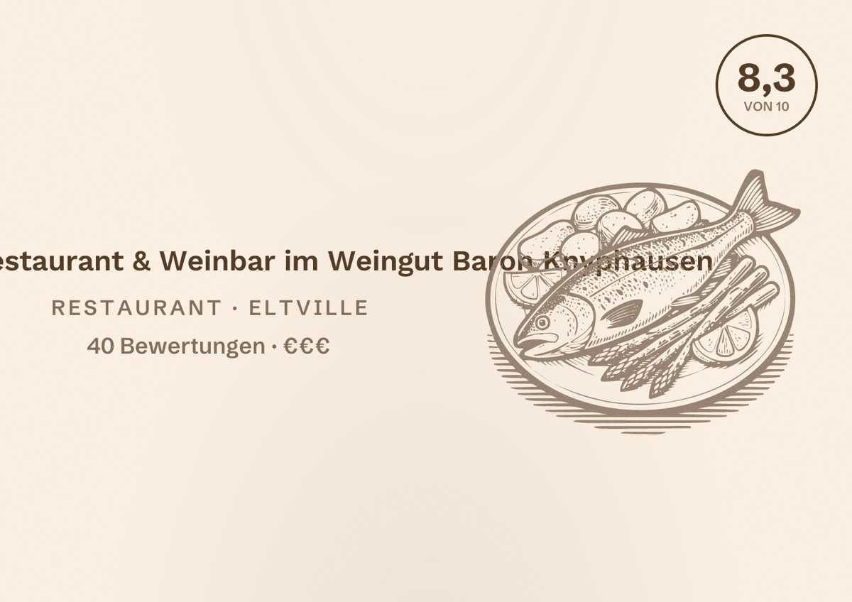 Illustriertes Poster von 1818 - Gutsrestaurant & Weinbar im Weingut Baron Knyphausen, Restaurant in Eltville: Bewertung 8,3 von 10 aus 40 Bewertungen, Preisniveau €€€