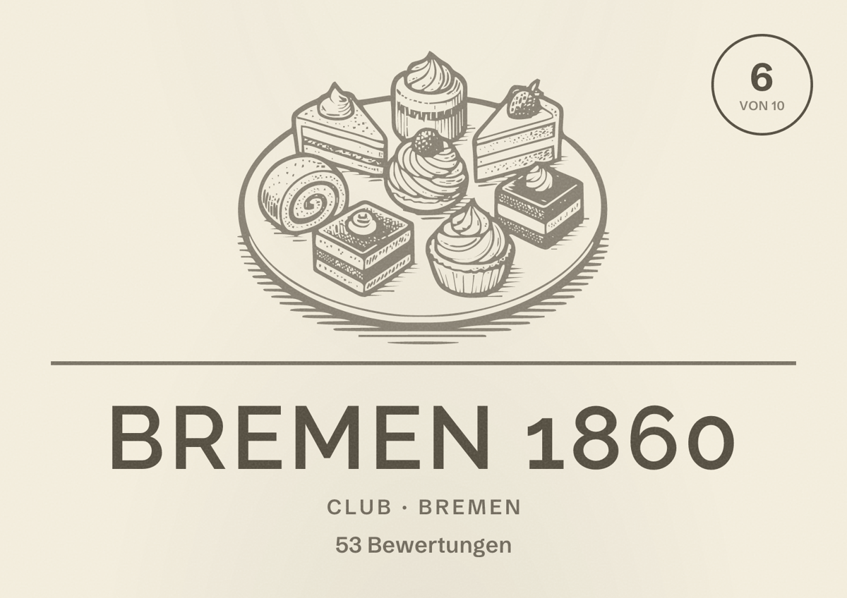 Illustriertes Poster von Bremen 1860, Club in Bremen: Bewertung 6 von 10 aus 53 Bewertungen