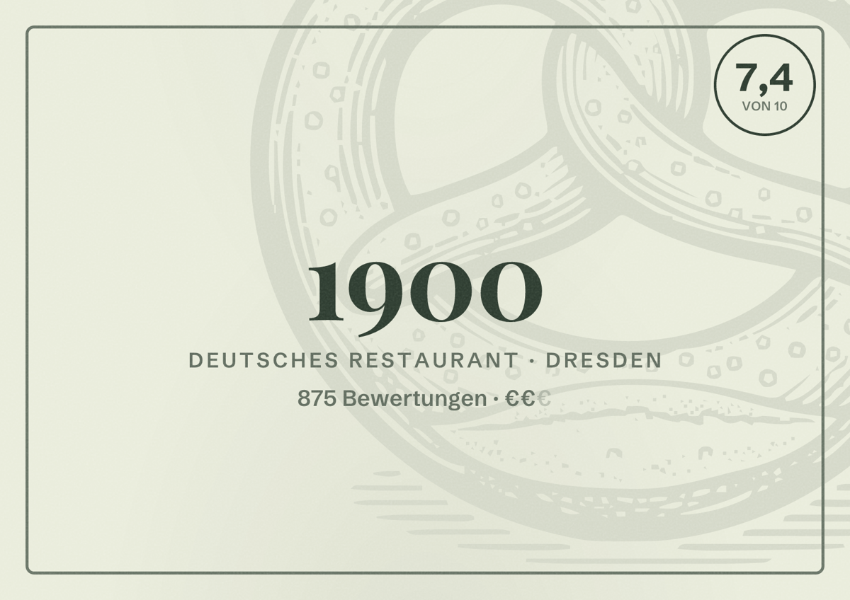 Illustriertes Poster von 1900, Deutsches Restaurant in Dresden: Bewertung 7,4 von 10 aus 875 Bewertungen, Preisniveau €€