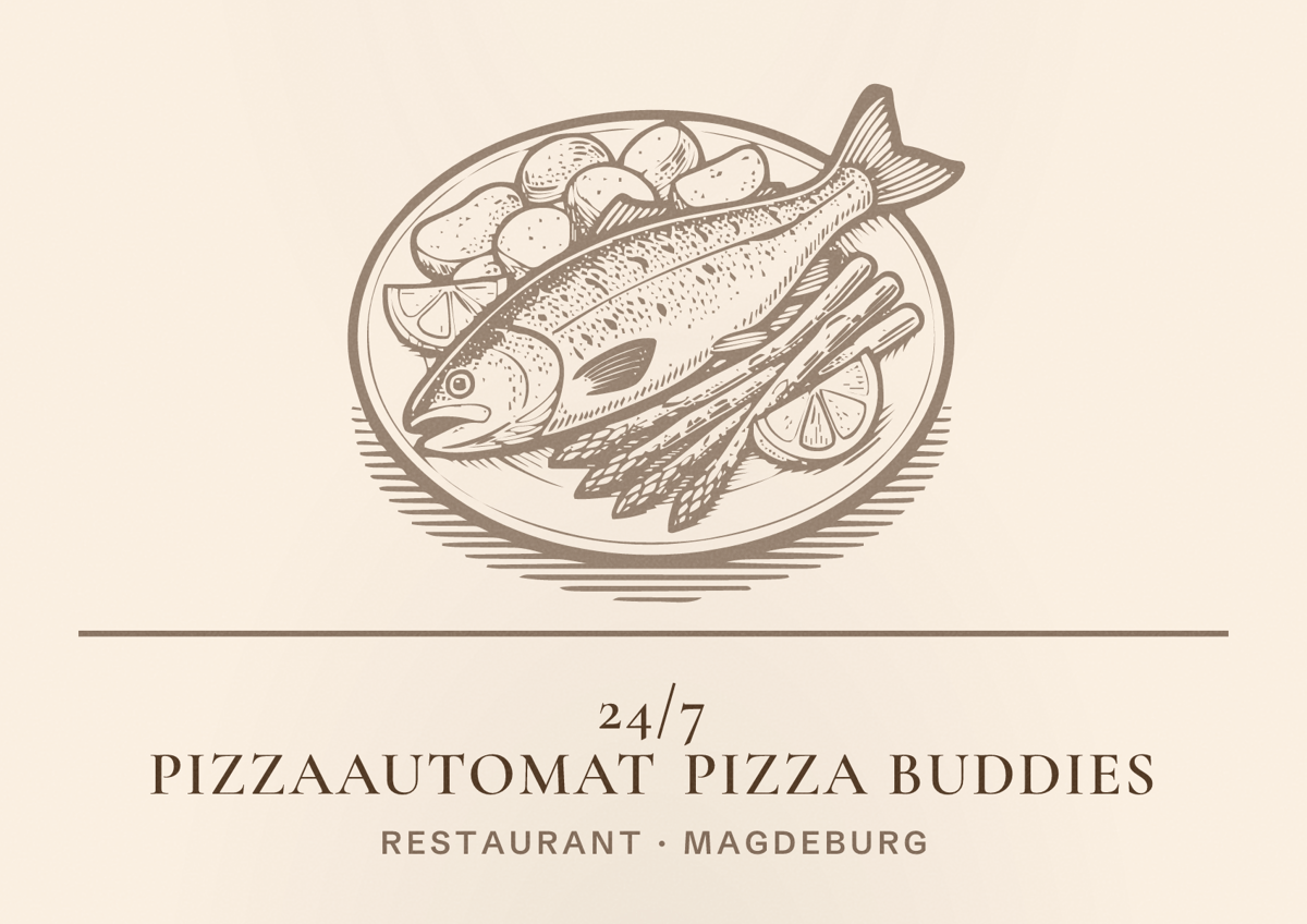 Illustriertes Poster von 24/7 Pizzaautomat Pizza Buddies, Restaurant in Magdeburg