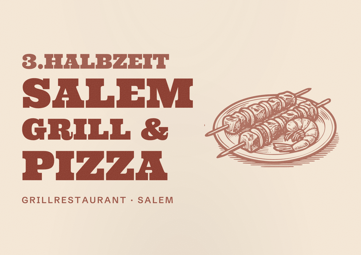 Illustriertes Poster von 3.Halbzeit Salem Grill & Pizza, Grillrestaurant in Salem