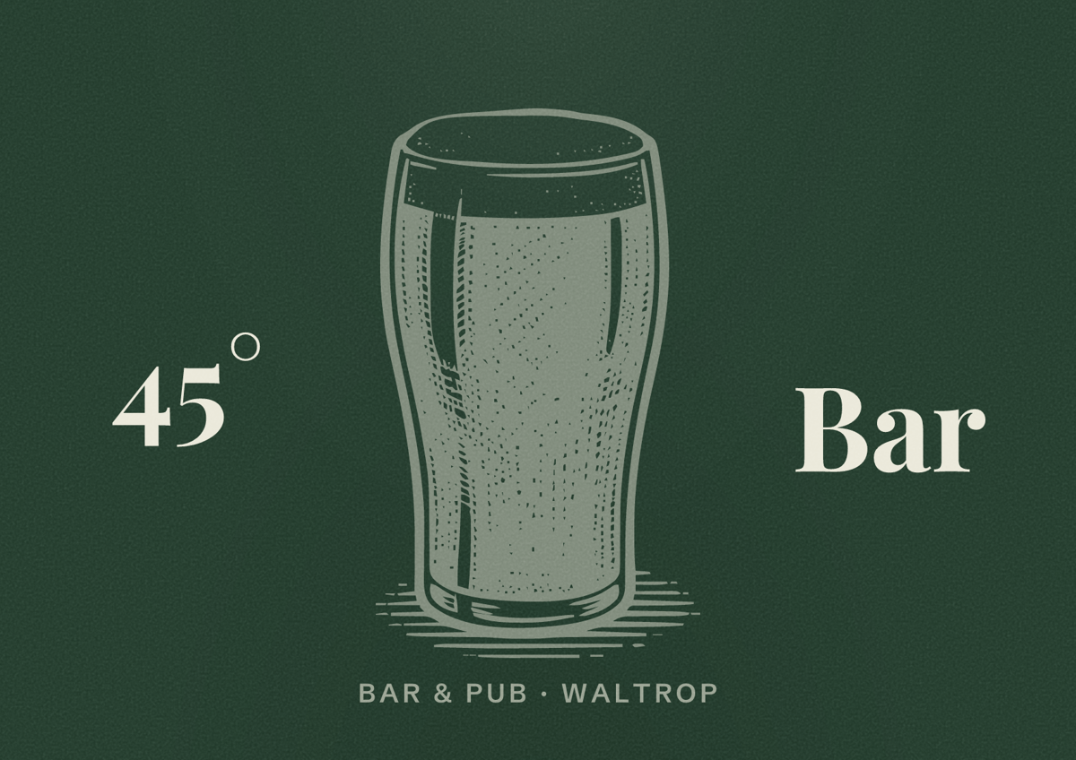 Illustriertes Poster von 45° Bar, Bar & Pub in Waltrop