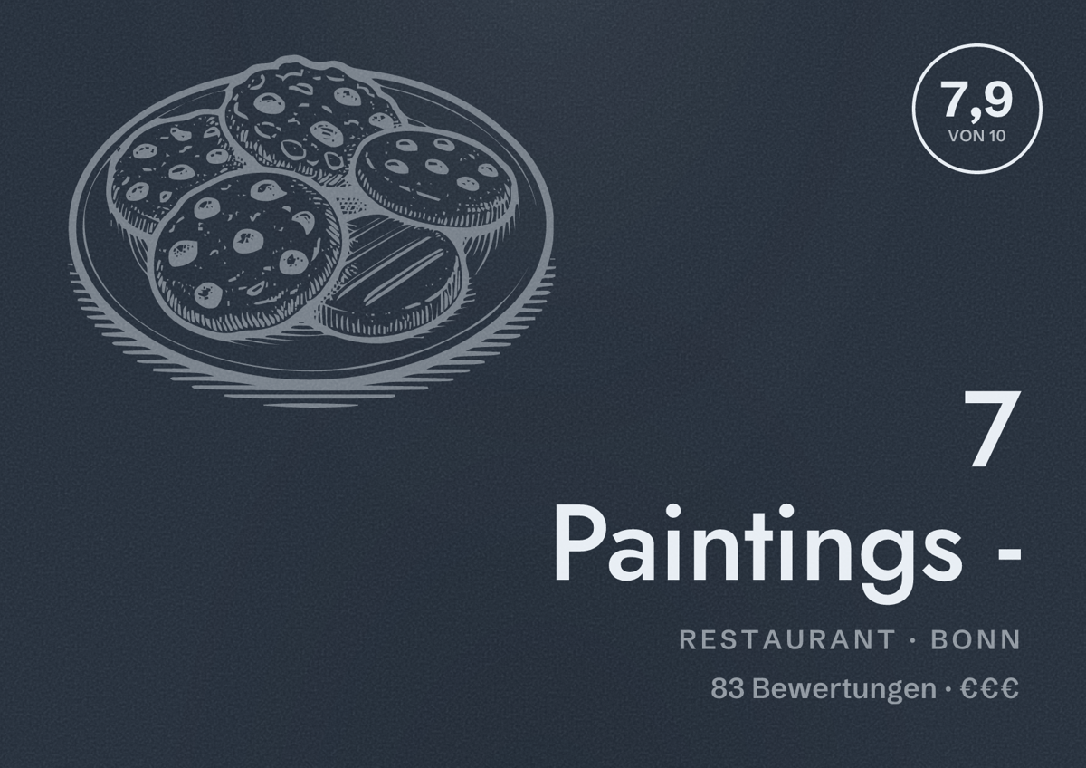 Illustriertes Poster von 7 Paintings -, Restaurant in Bonn: Bewertung 7,9 von 10 aus 84 Bewertungen, Preisniveau €€€