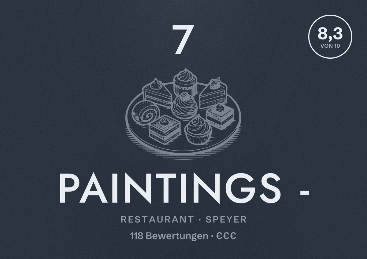 Illustriertes Poster von 7 Paintings -, Restaurant in Speyer: Bewertung 8,3 von 10 aus 118 Bewertungen, Preisniveau €€€