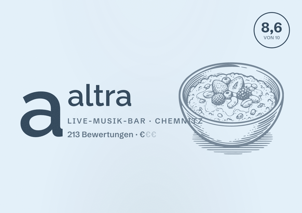 Illustriertes Poster von aaltra, Live-Musik-Bar in Chemnitz: Bewertung 8,6 von 10 aus 213 Bewertungen, Preisniveau €