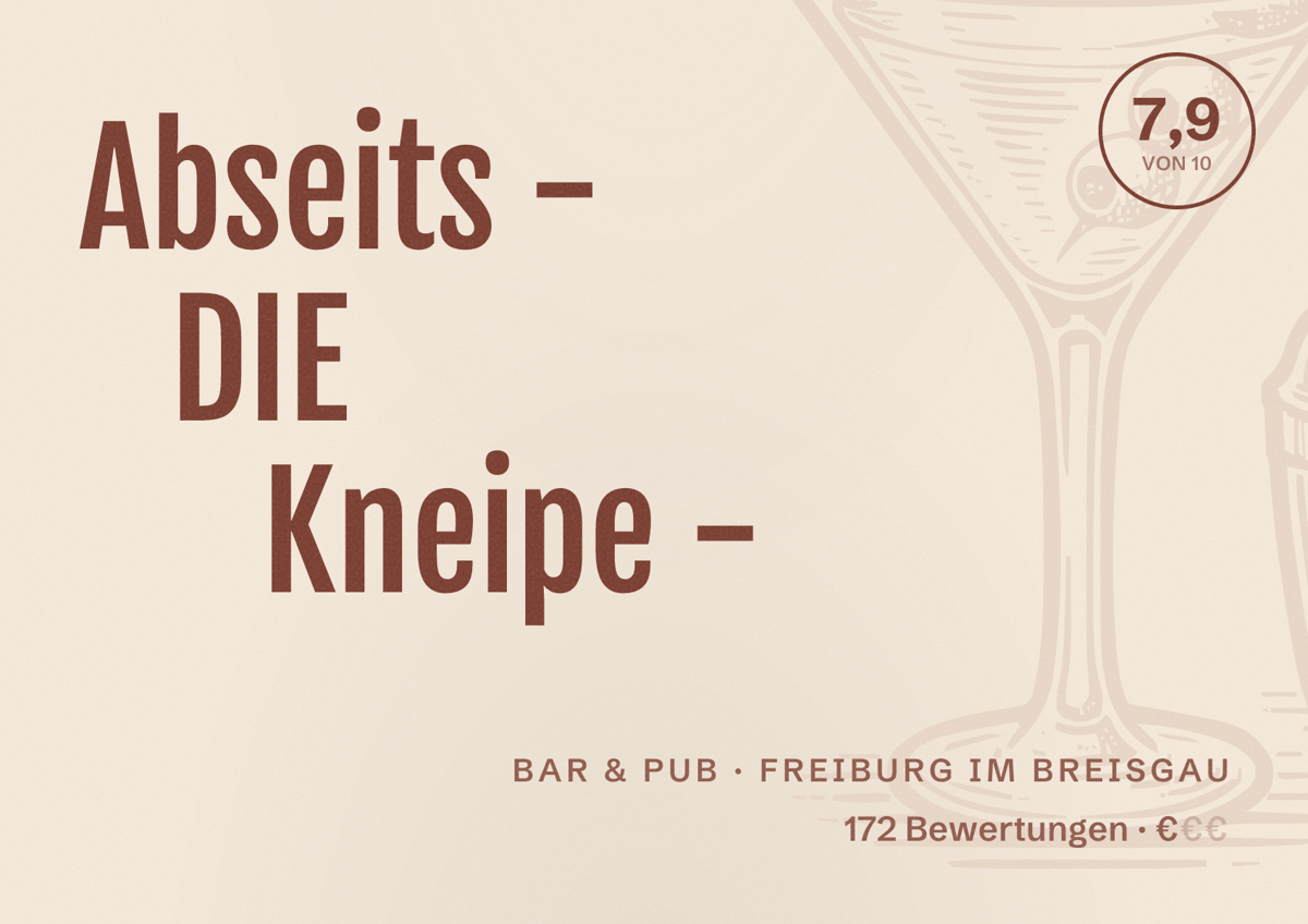 Illustriertes Poster von Abseits - DIE Kneipe -, Bar & Pub in Freiburg im Breisgau: Bewertung 7,9 von 10 aus 172 Bewertungen, Preisniveau €
