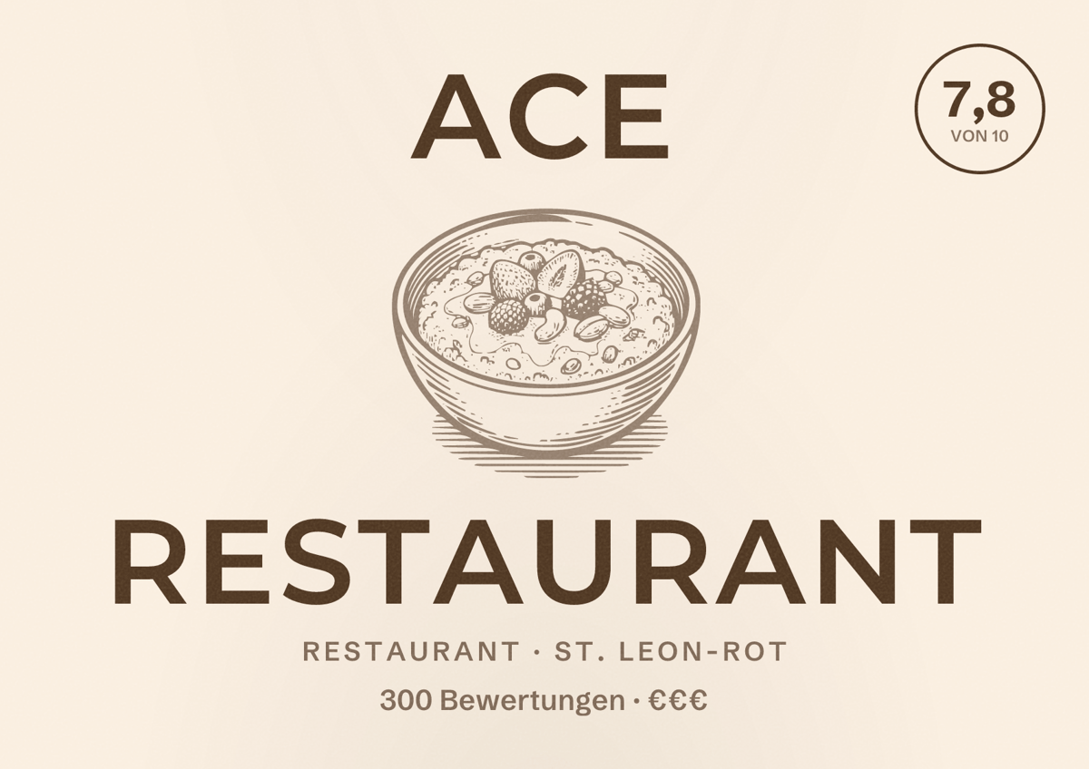 Illustriertes Poster von ACE Restaurant, Restaurant in St. Leon-Rot: Bewertung 7,8 von 10 aus 300 Bewertungen, Preisniveau €€€