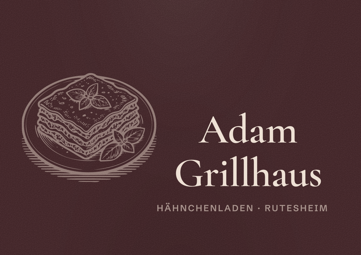 Illustriertes Poster von Adam Grillhaus, Hähnchenladen in Rutesheim