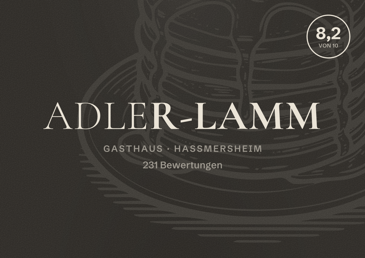 Illustriertes Poster von Adler-Lamm, Gasthaus in Haßmersheim: Bewertung 8,2 von 10 aus 231 Bewertungen