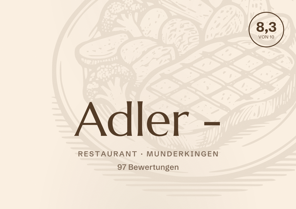 Illustriertes Poster von Adler -, Restaurant in Munderkingen: Bewertung 8,3 von 10 aus 97 Bewertungen