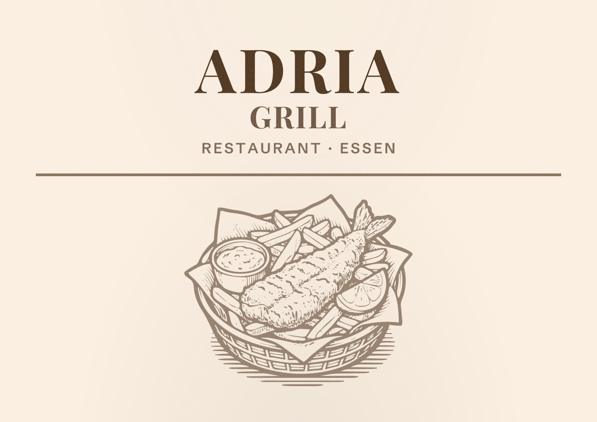 Illustriertes Poster von Adria Grill, Restaurant in Essen
