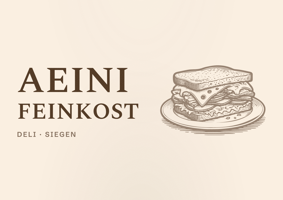 Illustriertes Poster von AEINI Feinkost, Deli in Siegen