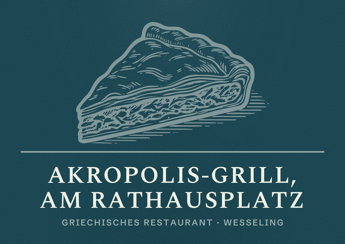 Illustriertes Poster von Akropolis-Grill, Am Rathausplatz, Griechisches Restaurant in Wesseling