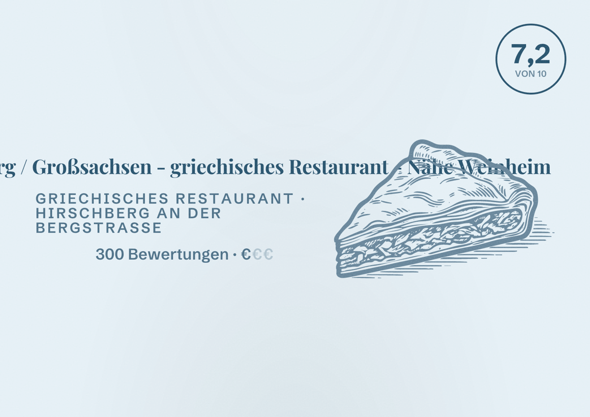 Illustriertes Poster von Akropolis Hirschberg / Großsachsen - griechisches Restaurant - Nähe Weinheim, Griechisches Restaurant in Hirschberg an der Bergstraße: Bewertung 7,2 von 10 aus 300 Bewertungen, Preisniveau €