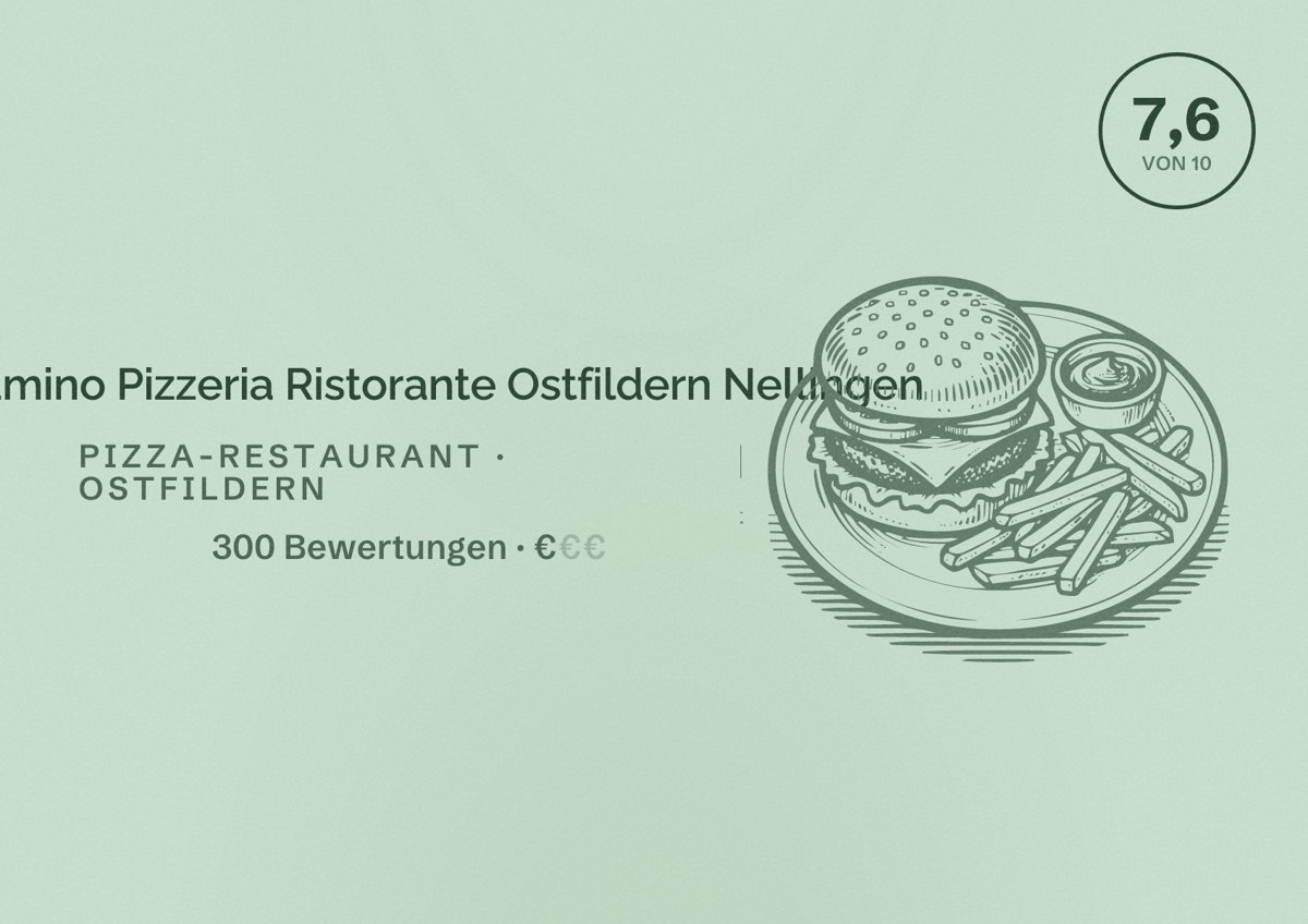 Illustriertes Poster von Al Camino Pizzeria Ristorante Ostfildern Nellingen, Pizza-Restaurant in Ostfildern: Bewertung 7,6 von 10 aus 300 Bewertungen, Preisniveau €