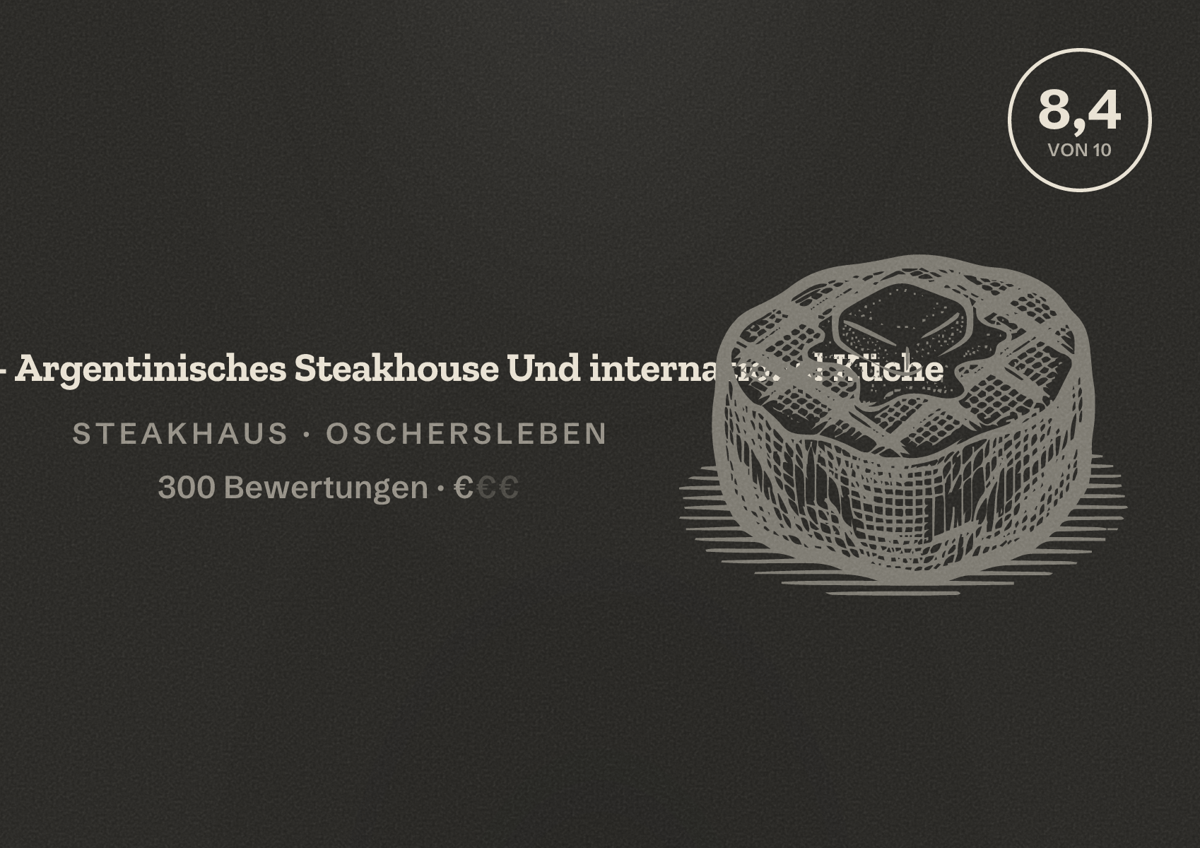 Illustriertes Poster von Al Gaucho - Argentinisches Steakhouse Und international Küche, Steakhaus in Oschersleben: Bewertung 8,4 von 10 aus 300 Bewertungen, Preisniveau €