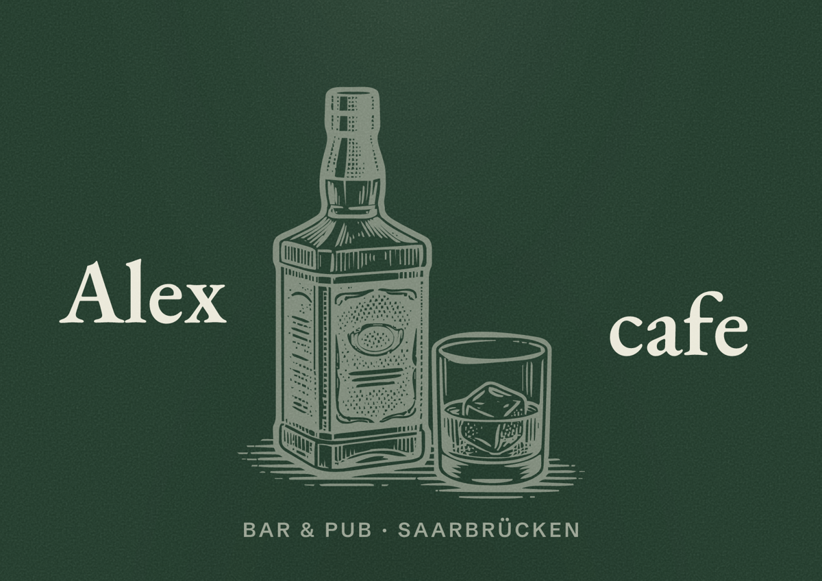 Illustriertes Poster von Alex cafe, Bar & Pub in Saarbrücken