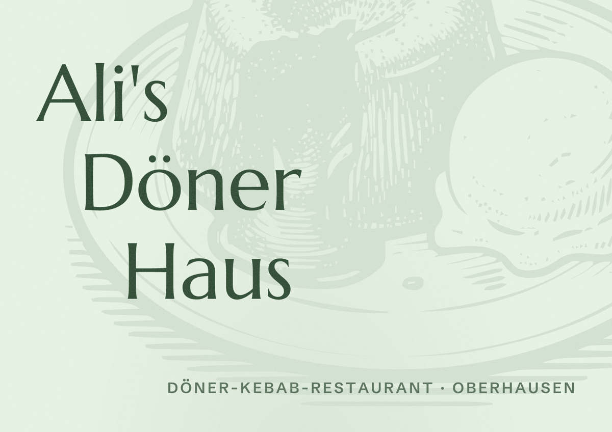 Illustriertes Poster von Ali's Döner Haus, Döner-Kebab-Restaurant in Oberhausen
