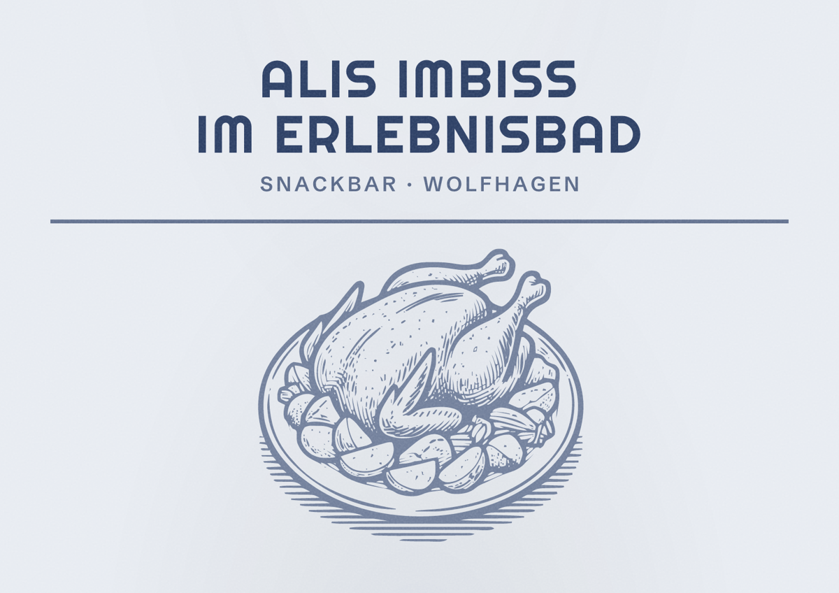 Illustriertes Poster von Alis ImBiss im Erlebnisbad, Snackbar in Wolfhagen