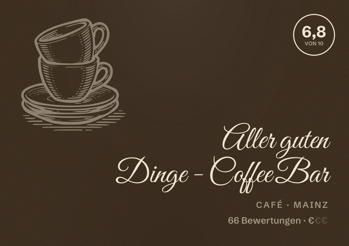 Illustriertes Poster von Aller guten Dinge - Coffee Bar, Café in Mainz: Bewertung 6,8 von 10 aus 66 Bewertungen, Preisniveau €