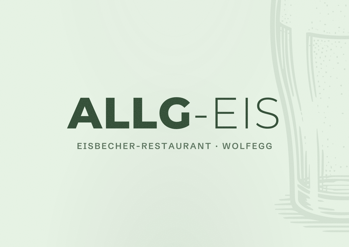 Illustriertes Poster von Allg-Eis, Eisbecher-Restaurant in Wolfegg