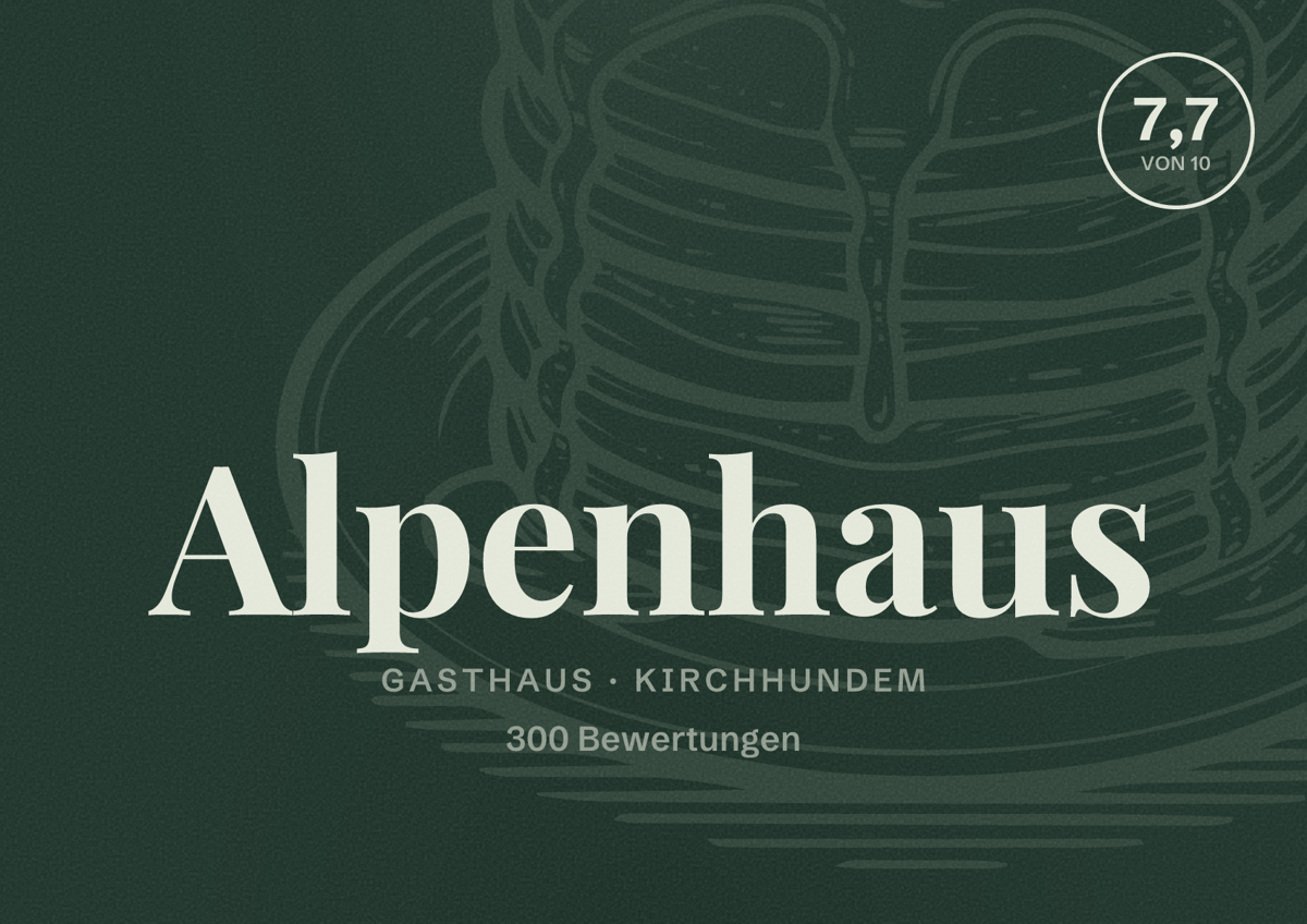 Illustriertes Poster von Alpenhaus, Gasthaus in Kirchhundem: Bewertung 7,7 von 10 aus 300 Bewertungen