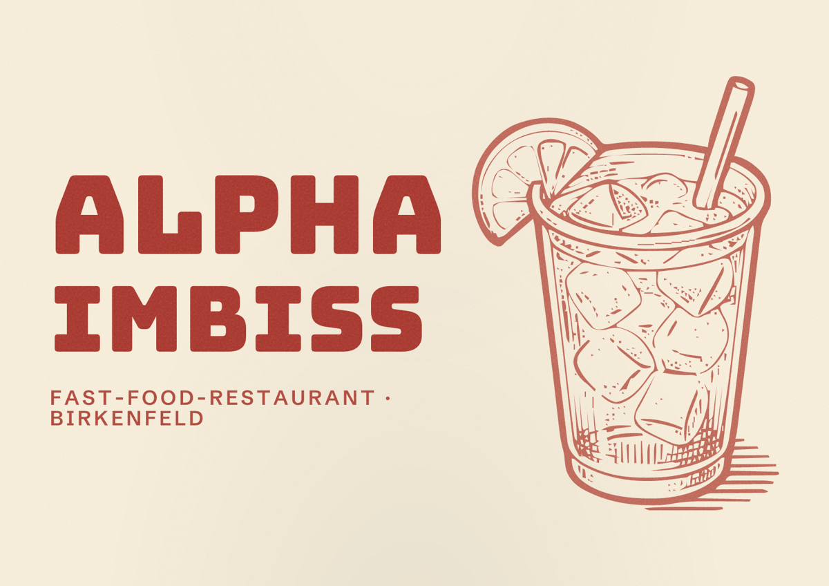 Illustriertes Poster von Alpha imbiss, Fast-Food-Restaurant in Birkenfeld