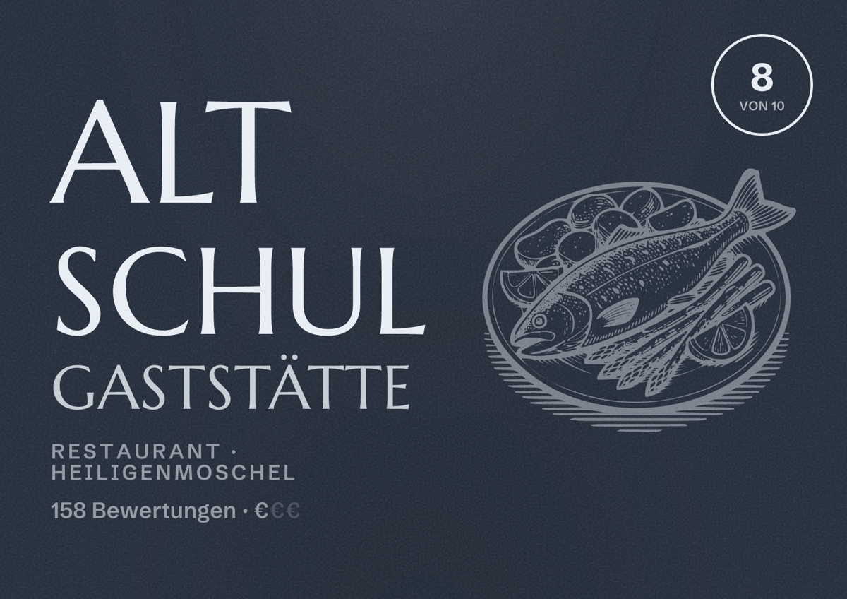Illustriertes Poster von Alt Schul Gaststätte, Restaurant in Heiligenmoschel: Bewertung 8 von 10 aus 158 Bewertungen, Preisniveau €