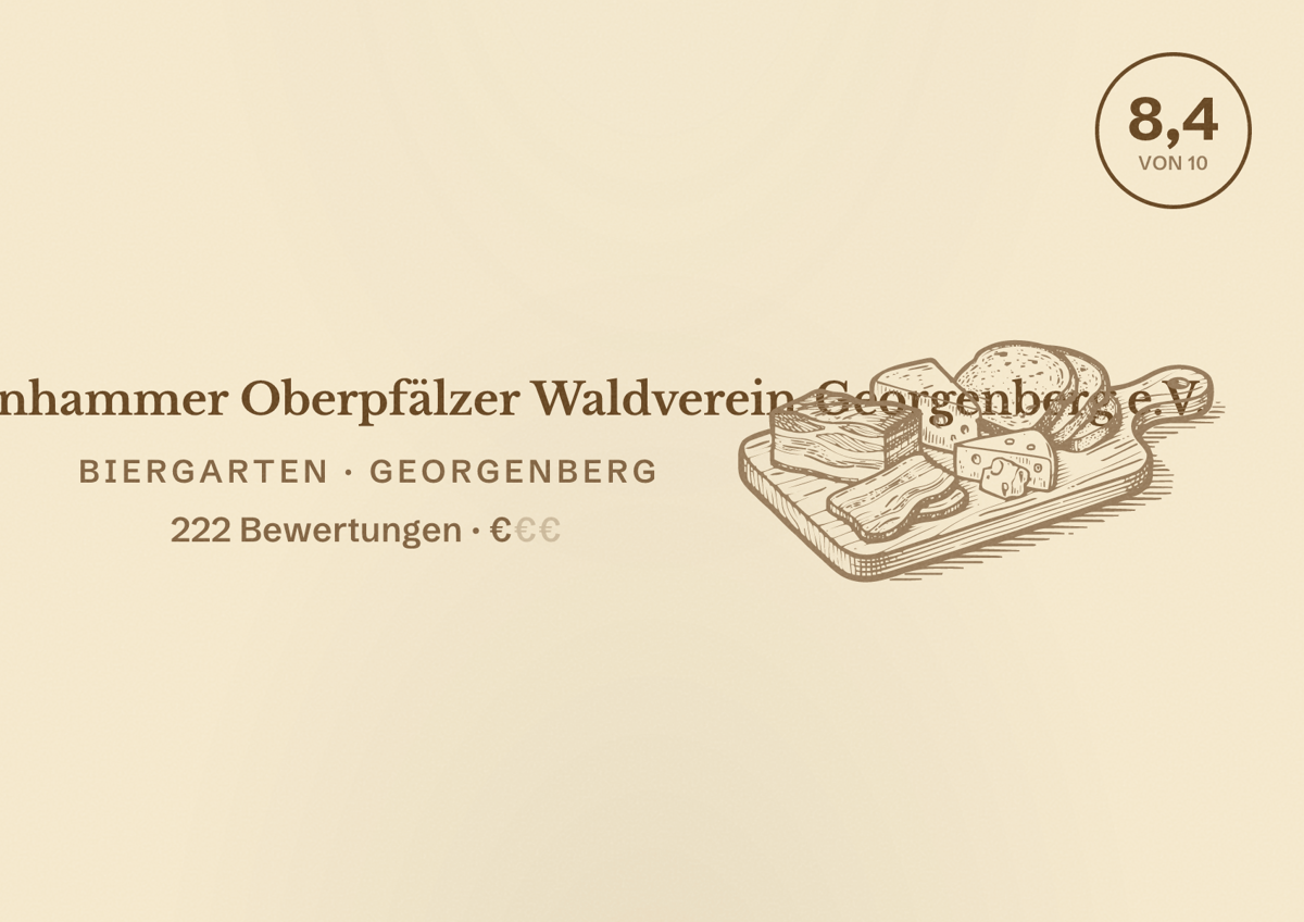 Illustriertes Poster von Alte Mühle Gehenhammer Oberpfälzer Waldverein Georgenberg e.V., Biergarten in Georgenberg: Bewertung 8,4 von 10 aus 222 Bewertungen, Preisniveau €