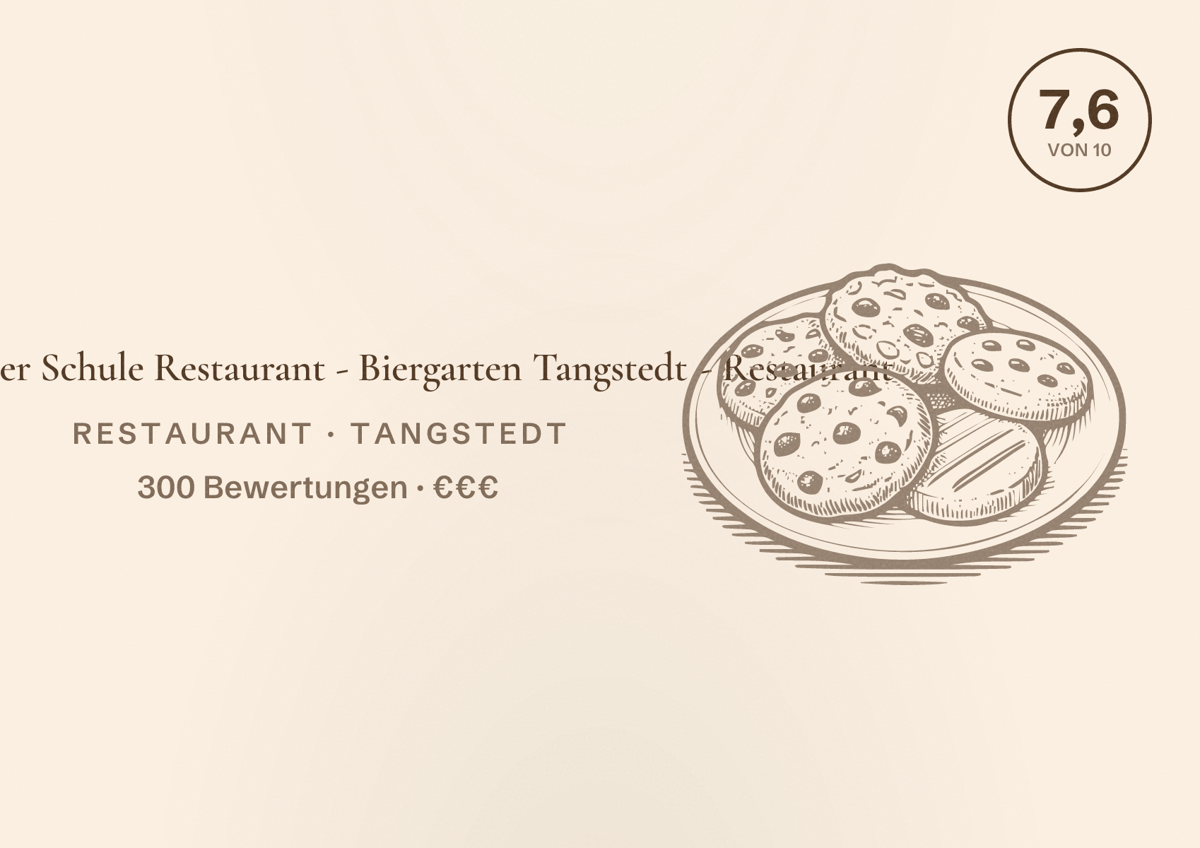 Illustriertes Poster von Alte Rader Schule Restaurant - Biergarten Tangstedt - Restaurant, Restaurant in Tangstedt: Bewertung 7,6 von 10 aus 300 Bewertungen, Preisniveau €€€