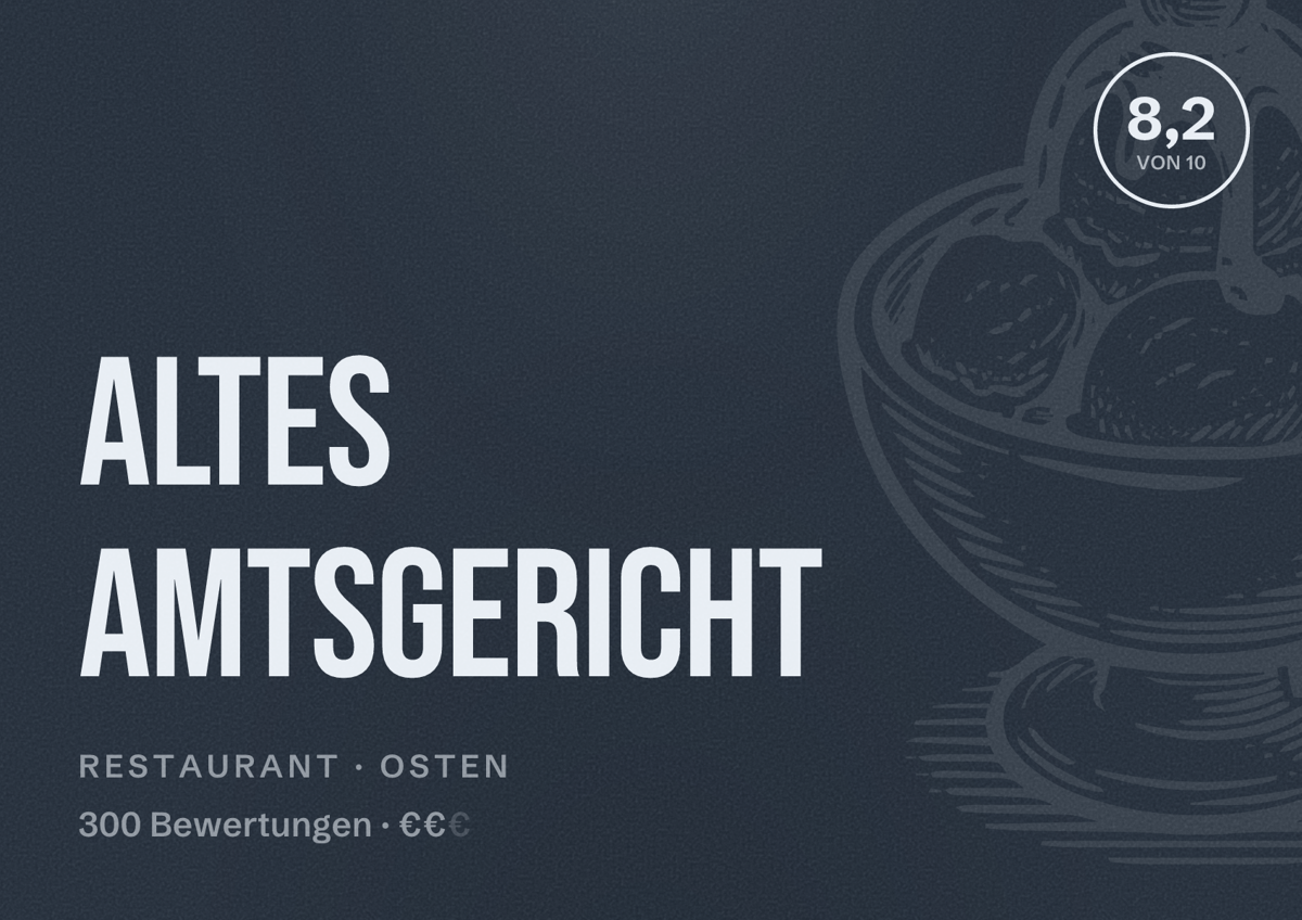 Illustriertes Poster von Altes Amtsgericht, Restaurant in Osten: Bewertung 8,2 von 10 aus 300 Bewertungen, Preisniveau €€