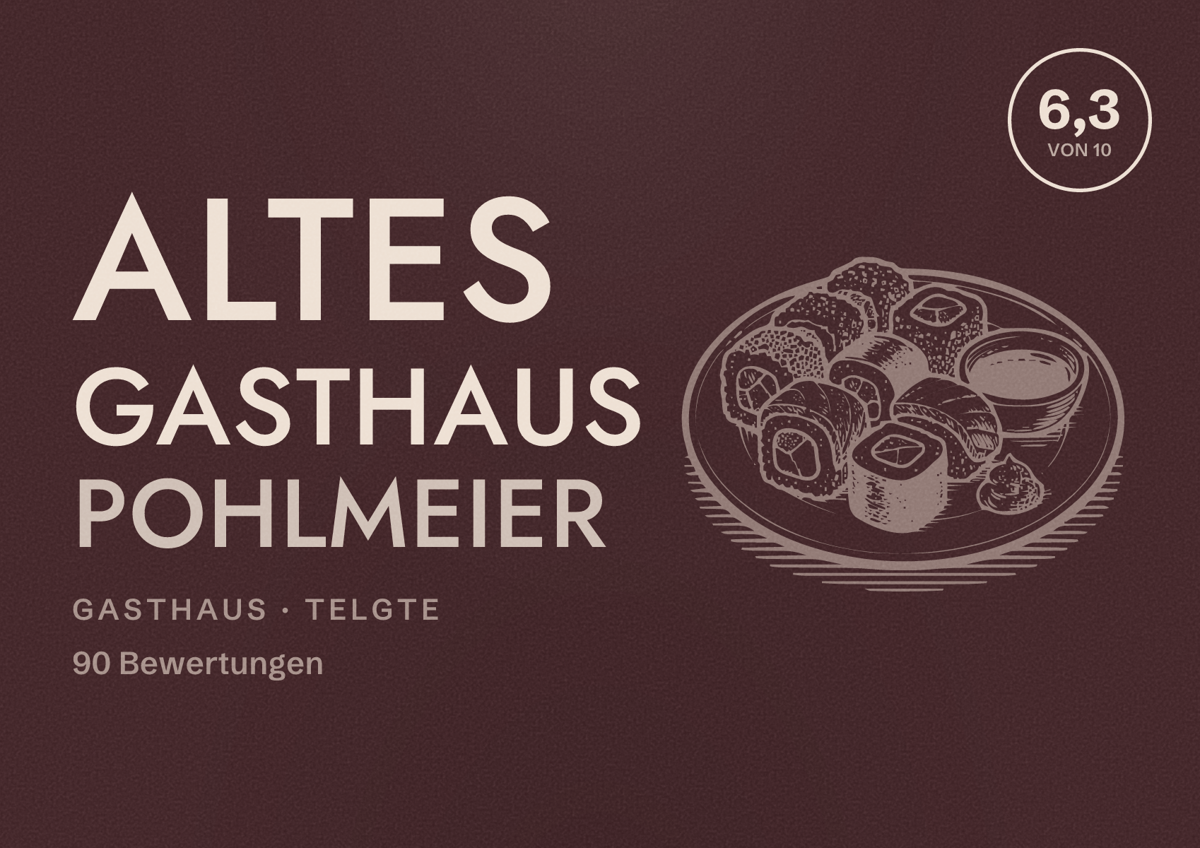 Illustriertes Poster von Altes Gasthaus Pohlmeier, Gasthaus in Telgte: Bewertung 6,3 von 10 aus 90 Bewertungen