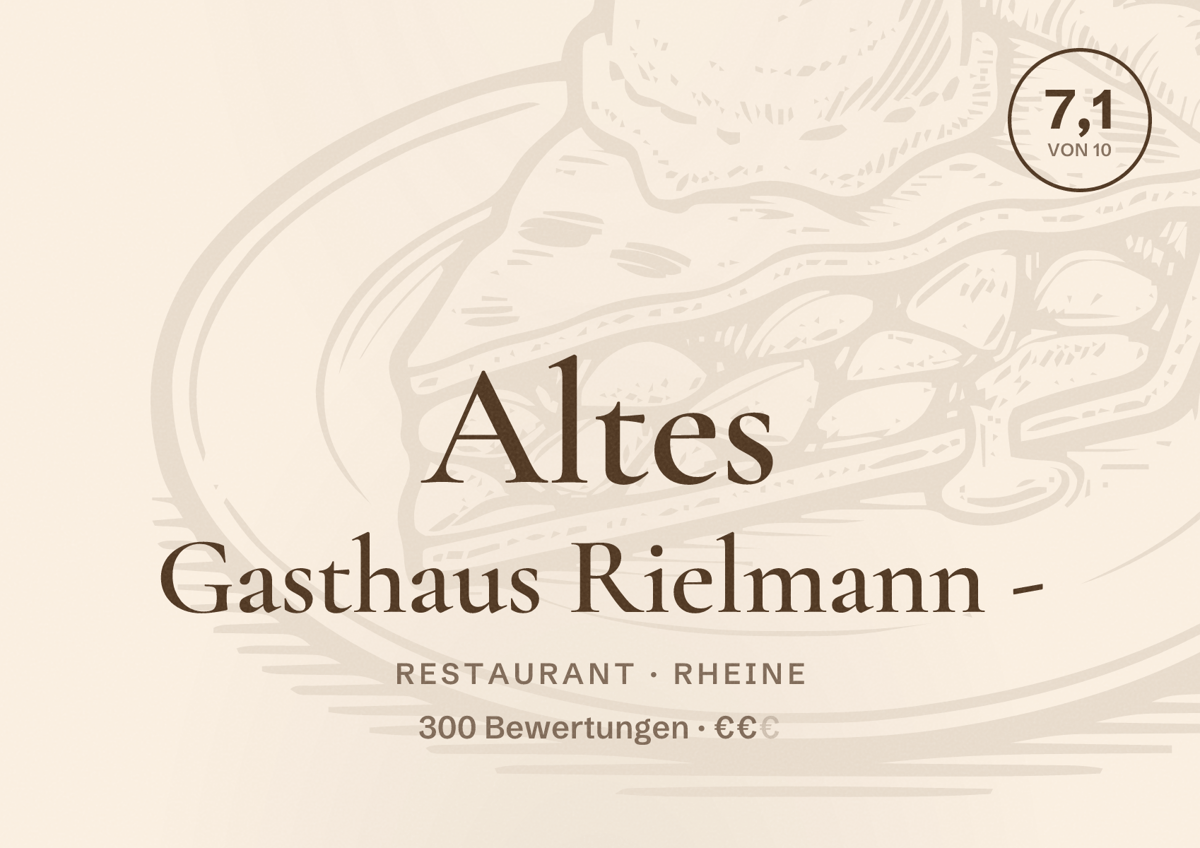 Illustriertes Poster von Altes Gasthaus Rielmann -, Restaurant in Rheine: Bewertung 7,1 von 10 aus 300 Bewertungen, Preisniveau €€