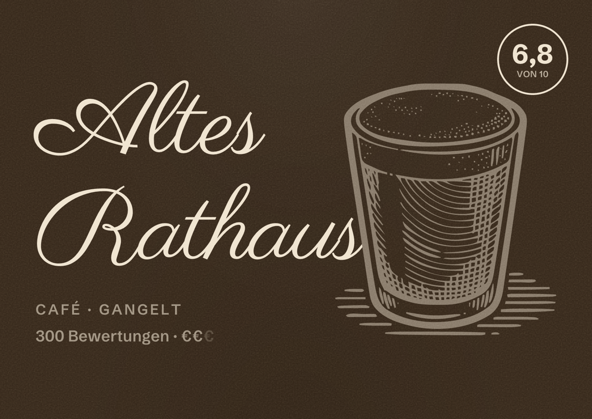 Illustriertes Poster von Altes Rathaus, Café in Gangelt: Bewertung 6,8 von 10 aus 300 Bewertungen, Preisniveau €€