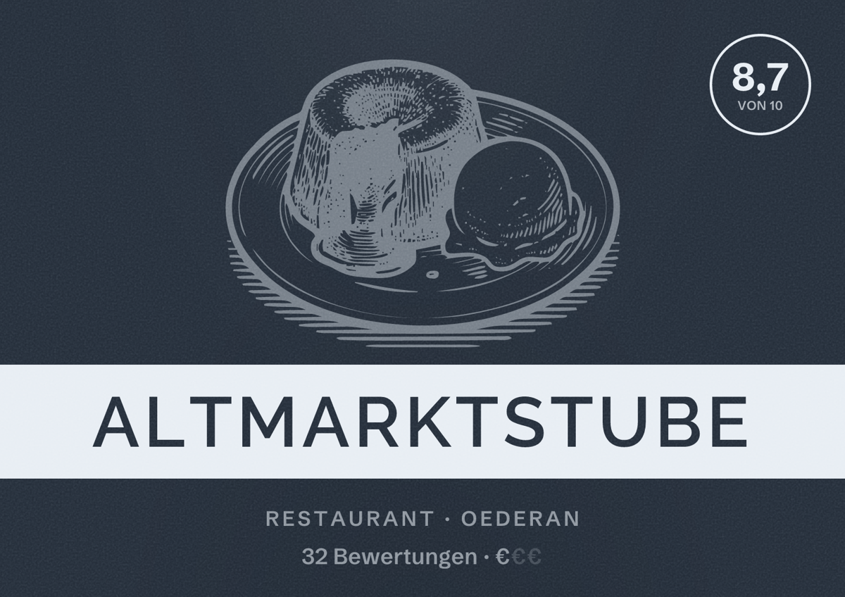 Illustriertes Poster von Altmarktstube, Restaurant in Oederan: Bewertung 8,7 von 10 aus 32 Bewertungen, Preisniveau €
