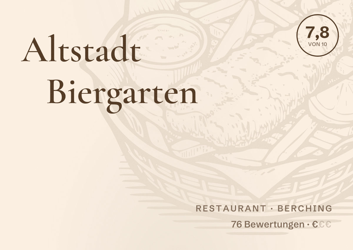 Illustriertes Poster von Altstadt Biergarten, Restaurant in Berching: Bewertung 7,8 von 10 aus 76 Bewertungen, Preisniveau €