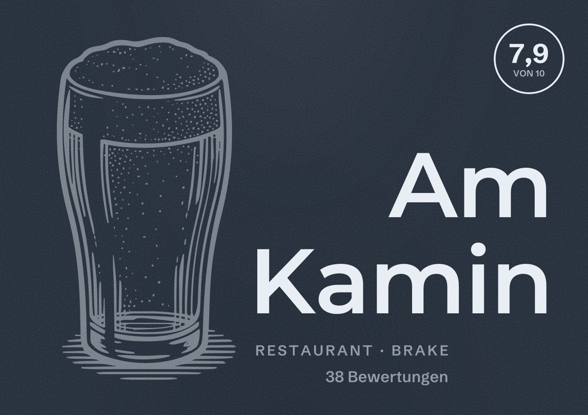 Illustriertes Poster von Am Kamin, Restaurant in Brake: Bewertung 7,9 von 10 aus 38 Bewertungen
