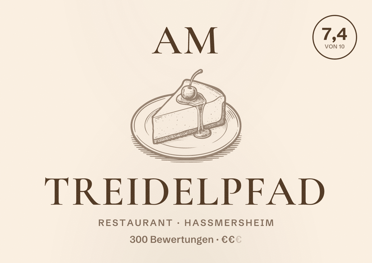 Illustriertes Poster von Am Treidelpfad, Restaurant in Haßmersheim: Bewertung 7,4 von 10 aus 300 Bewertungen, Preisniveau €€