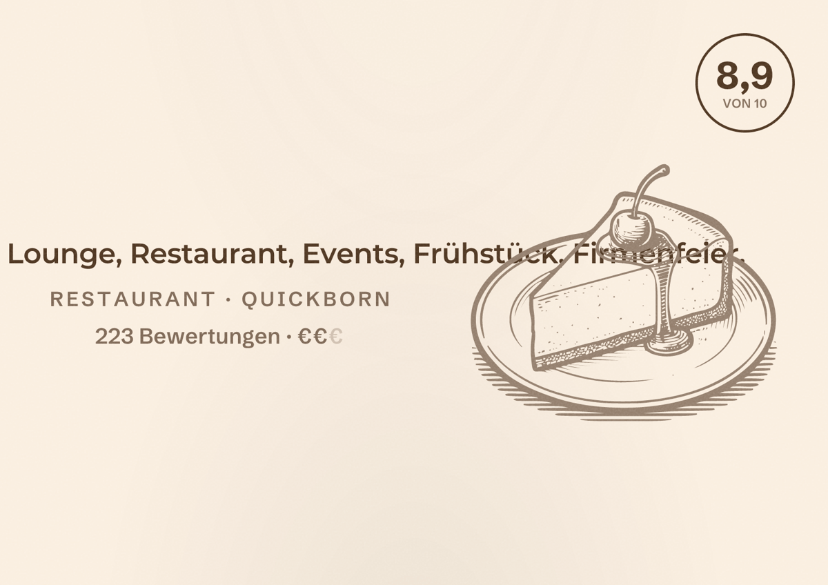 Illustriertes Poster von AMÁRE Bistro & Lounge, Restaurant, Events, Frühstück, Firmenfeier., Restaurant in Quickborn: Bewertung 8,9 von 10 aus 223 Bewertungen, Preisniveau €€